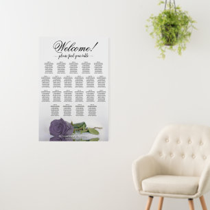 21 Table Dusty Purple Rose Wedding Seating Chart Foam Board