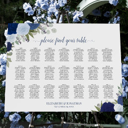 21 Table Elegant Blue Roses Wedding Seating Chart Foam Board