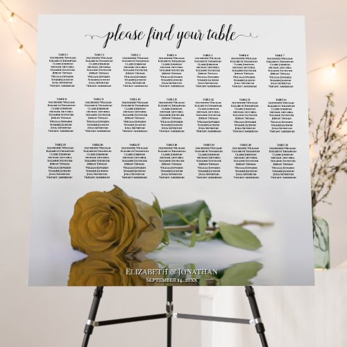 21 Table Elegant Gold Ochre Rose Seating Chart Foam Board