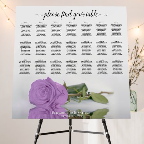 21 Table Elegant Lilac Purple Rose Seating Chart Foam Board