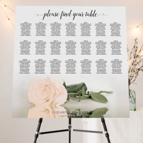 21 Table Elegant Pale Peach Rose Seating Chart Foam Board