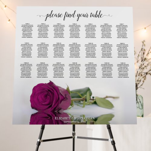 21 Table Magenta Berry Rose Wedding Seating Chart Foam Board