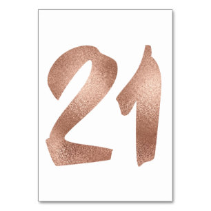 21 Table Number White Metallic Pink Rose Gold