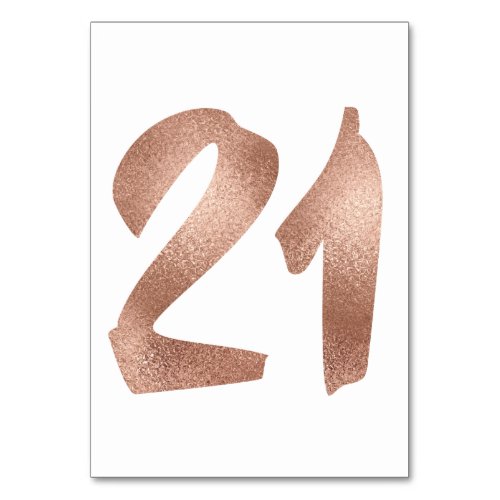 21 Table  Number White Metallic Pink Rose Gold Table Number