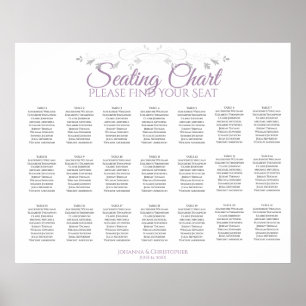 21 Table Purple & Gray Wedding Seating Chart
