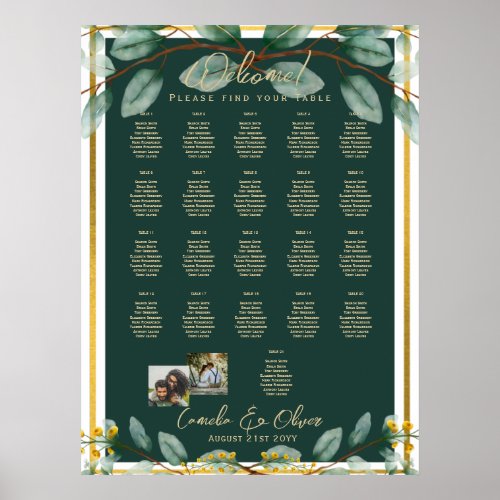 21 Table Seating Chart Photo Welcome Names Wedding
