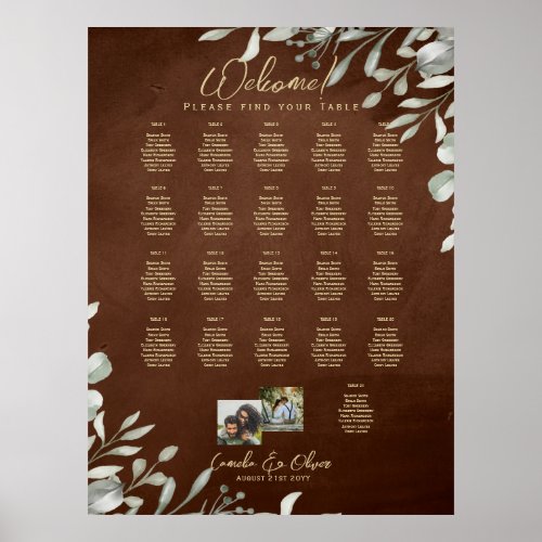 21 Table Seating Chart Photo Welcome Names Wedding