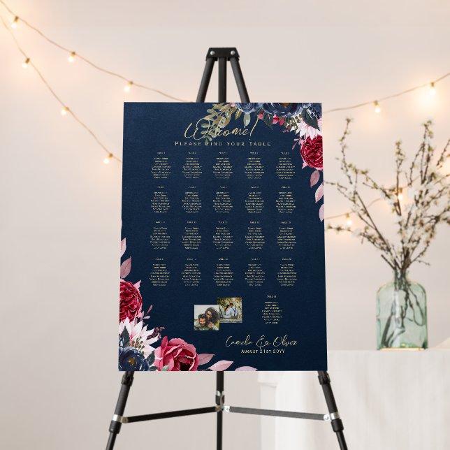 21 Table Seating Chart Photo Welcome Names Wedding Foam Board (In Situ (Stand))