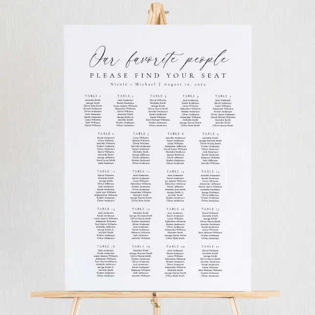 21 Tables Our Favorite People Seating Chart Zazzle