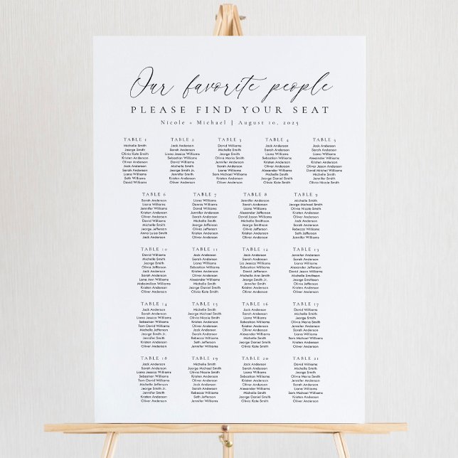 21 Tables Our Favorite People Seating Chart Foam Board (Creator Uploaded)