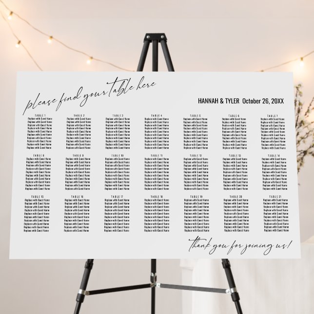 21 Tables Please Find Your Table Here Foam Board (In Situ (Stand))
