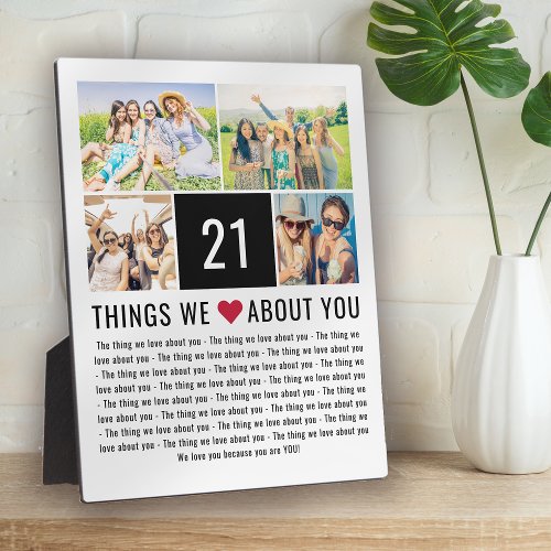 21 Things We Love About You  21st Birthday Plaque