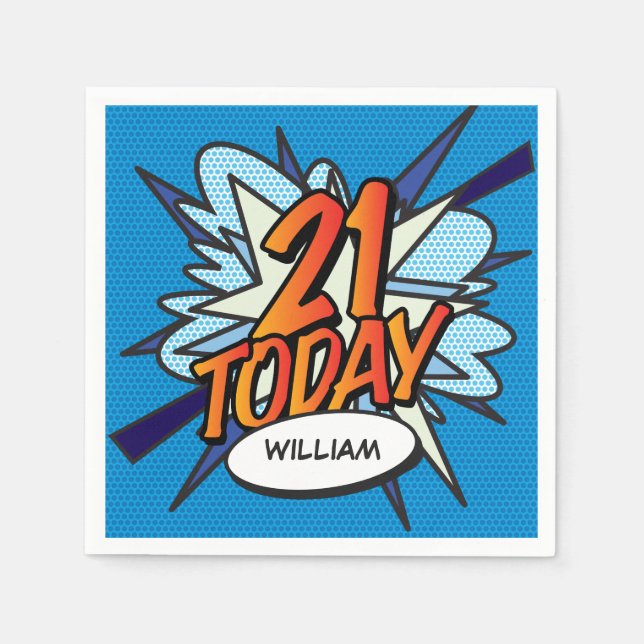 21 TODAY Fun Retro Comic Book Napkins (Front)