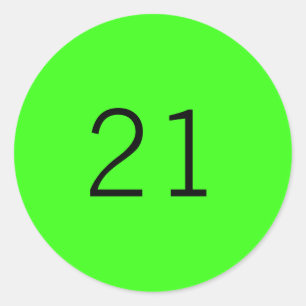 21 Twenty One Neon Green Custom Age Color 2023 Classic Round Sticker