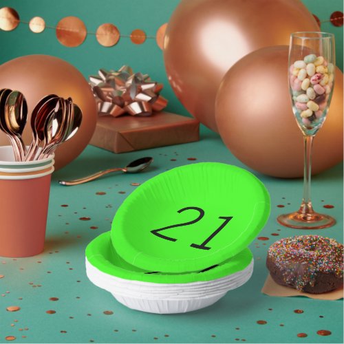 21 Twenty One Neon Green Custom Age Color 2023  Paper Bowls