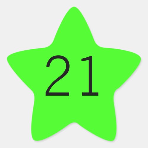 21 Twenty One Neon Green Custom Age Color 2023  Star Sticker