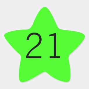 21 Twenty One Neon Green Custom Age Color 2023  Star Sticker