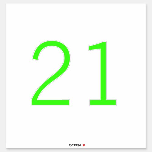 21 Twenty One Neon Green Custom Age Color 2023 Sticker