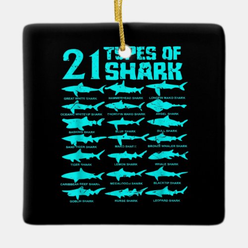 21 Types of Shark Marine Biology Gift Ceramic Ornament