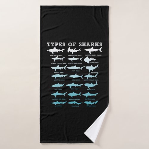 21 types of sharks marine biology bath towel