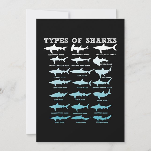 21 types of sharks marine biology holiday card (Front)