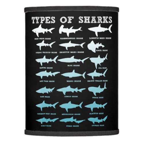 21 types of sharks marine biology lamp shade