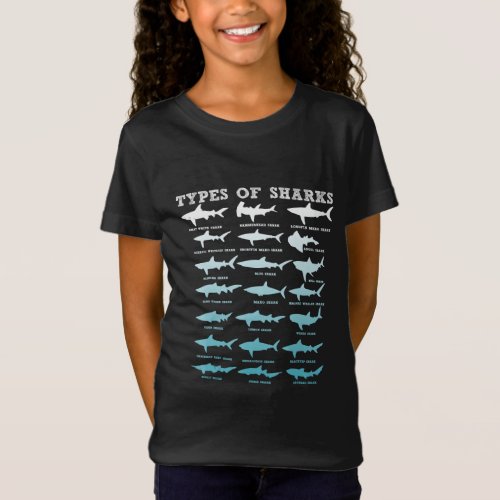 21 types of sharks marine biology T_Shirt