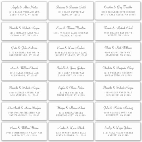 21 White Individual Wedding Address Labels