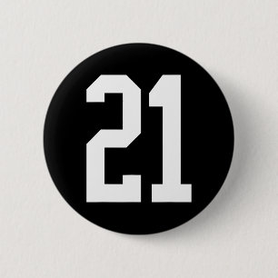 #21 White Number 21 Sports Fan Style Halloween Cos Button