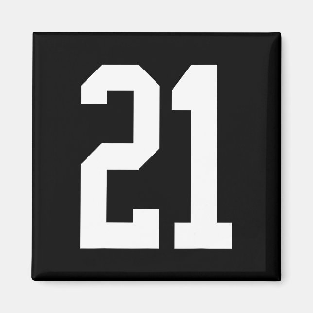 #21 White Number 21 Sports Fan Style Halloween Cos Magnet (Front)