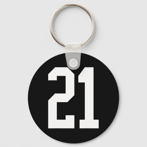 21 White Number 21 Sports Fan Style  Keychain