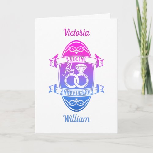 21 Year 21st  wedding anniversary Card