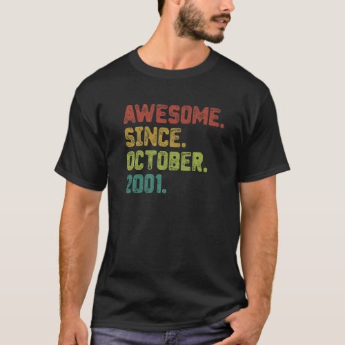 21 Year Old  Awesome Since October 2001 21st Birth T_Shirt