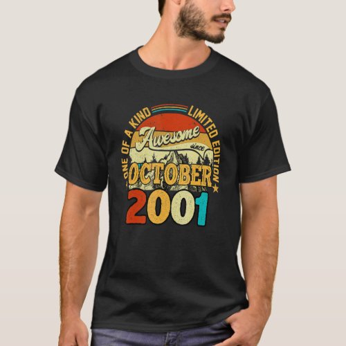 21 Year Old  Awesome Since October 2001 21st Birth T_Shirt