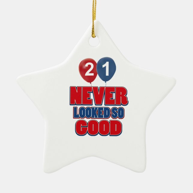 21 year old birthday designs ceramic ornament (Front)