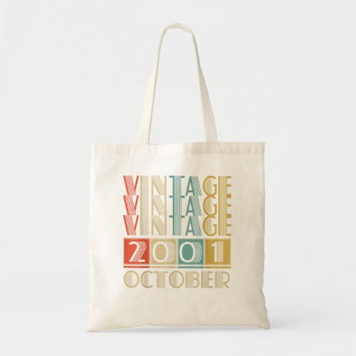 21 Year Old Gifts Vintage October 2001 21st Birthd Tote Bag