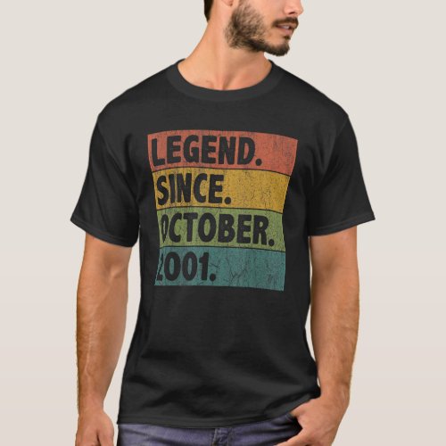 21 Year Old  Legend Since October 2001 21st Birthd T_Shirt