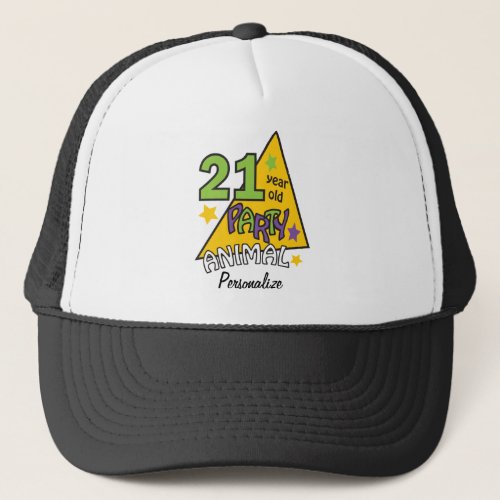 21 Year Old Party Animal  21st Birthday DIY Name Trucker Hat