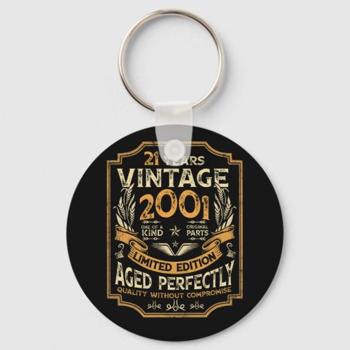 21 Year Old Vintage 2001 21st Birthday Keychain