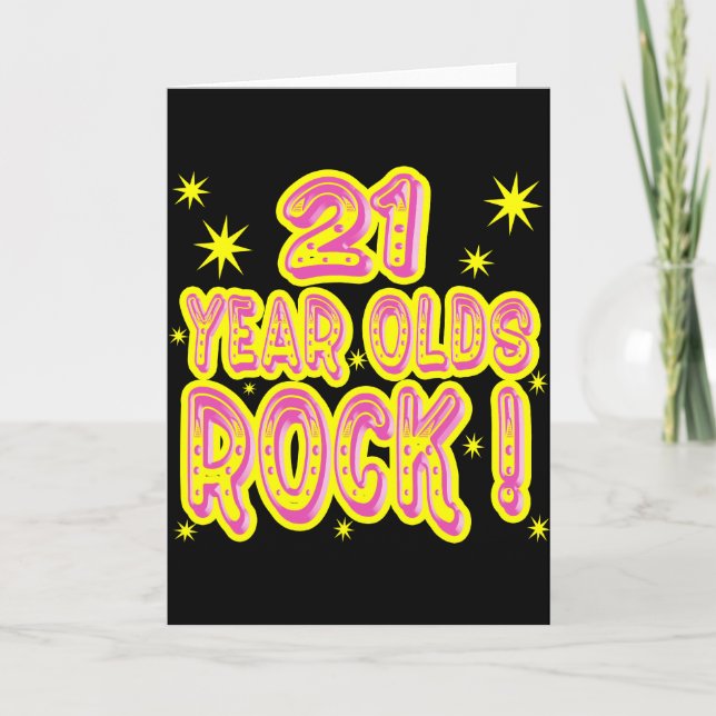 21 Year Olds Rock! (Pink) Greeting Card (Front)