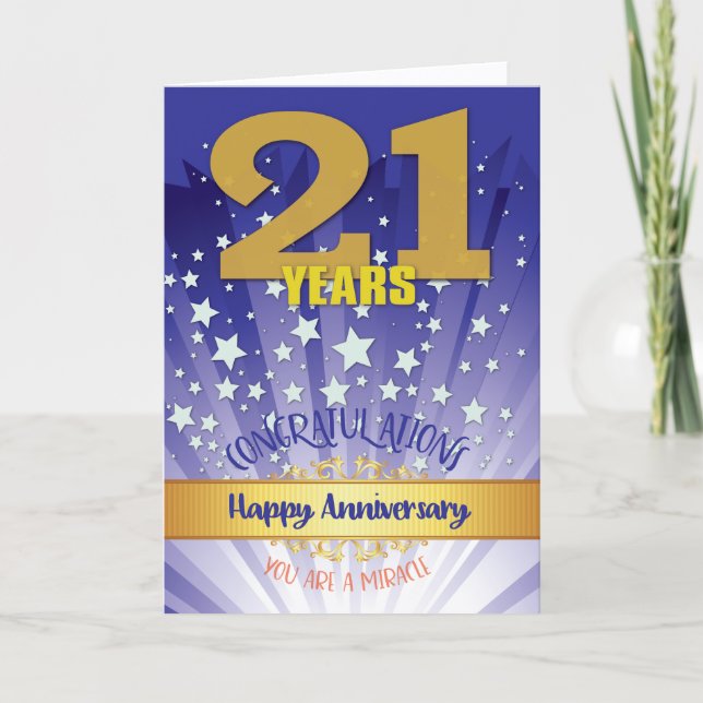 21 Year Recovery Anniversary Bold Numeral Card (Front)
