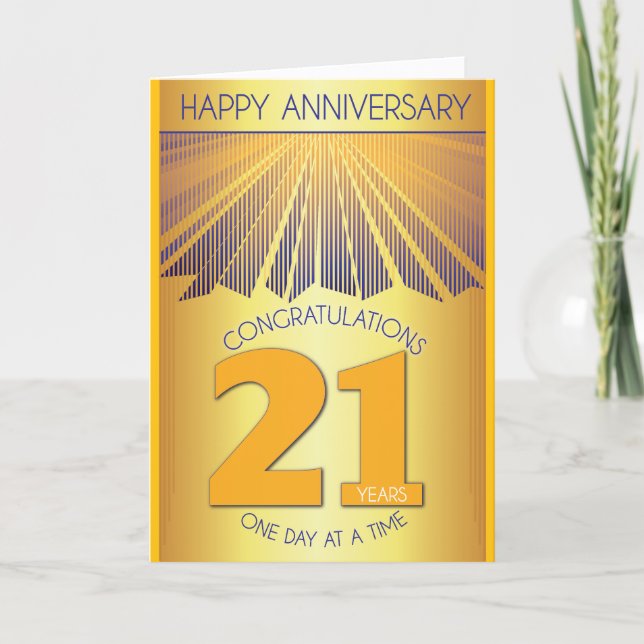 21 Year Sober Anniversary | Golden Ray 12 Step  Card (Front)