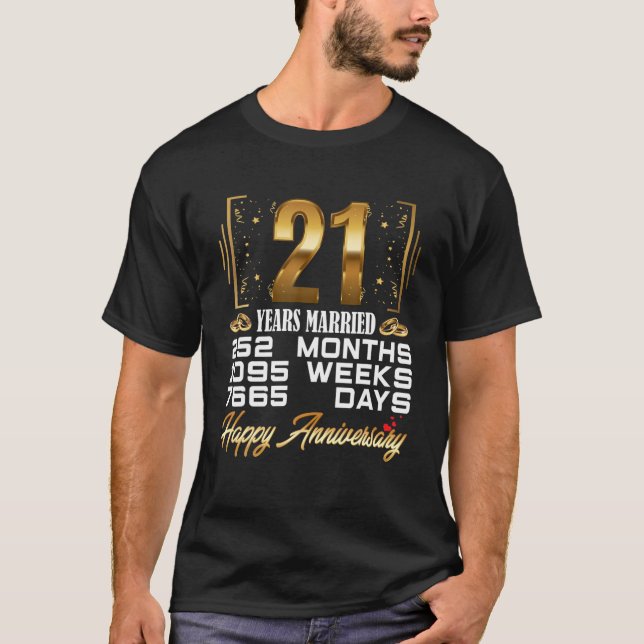 21 Years Married - Funny 21St Wedding Anniversary T-Shirt (Front)