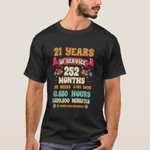 21 Years Of Service 21st Year Work Anniversary For T-Shirt