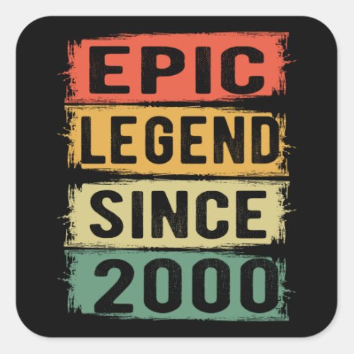 21 Years Old Bday 2000 Epic Legend 21st Birthday Square Sticker