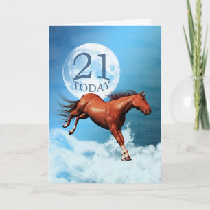 21 years old birthday card with spirit horse