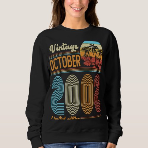 21 Years Old Birthday  Vintage October 2002 Women  Sweatshirt