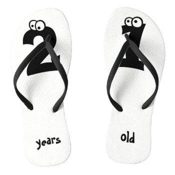 21 Years Old Fun Black And White Numbers Birthday Flip Flops by HappyGabby at Zazzle