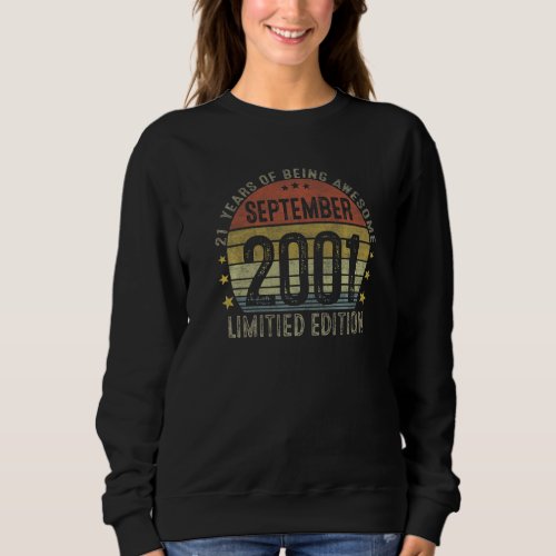 21 Years Old  Vintage 21th Birthday September 2001 Sweatshirt