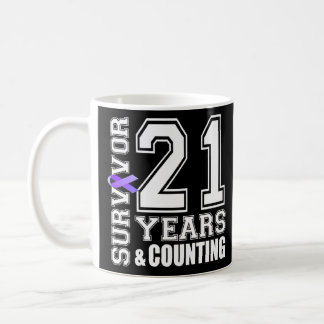 21 Years Survivor I Wear Purple Ribbon Alzheimer's Coffee Mug